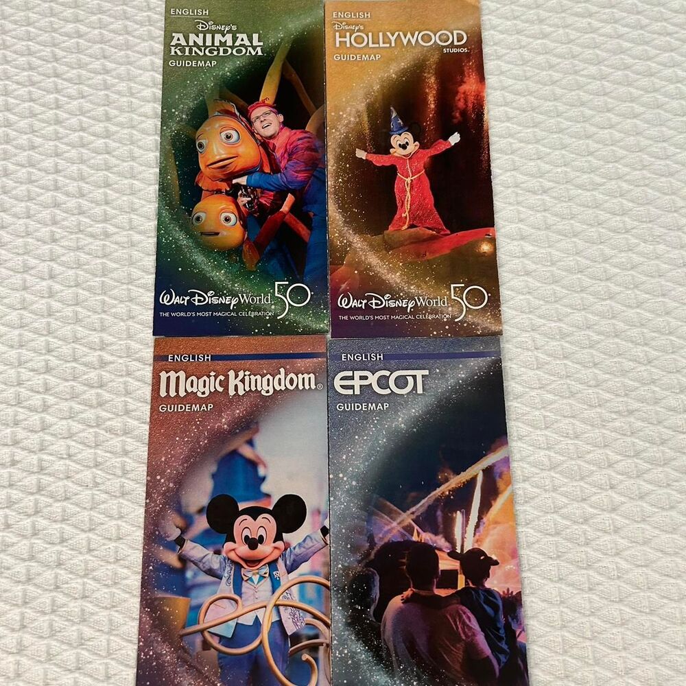 Disney World 50th Anniversary guide maps, set of 4.